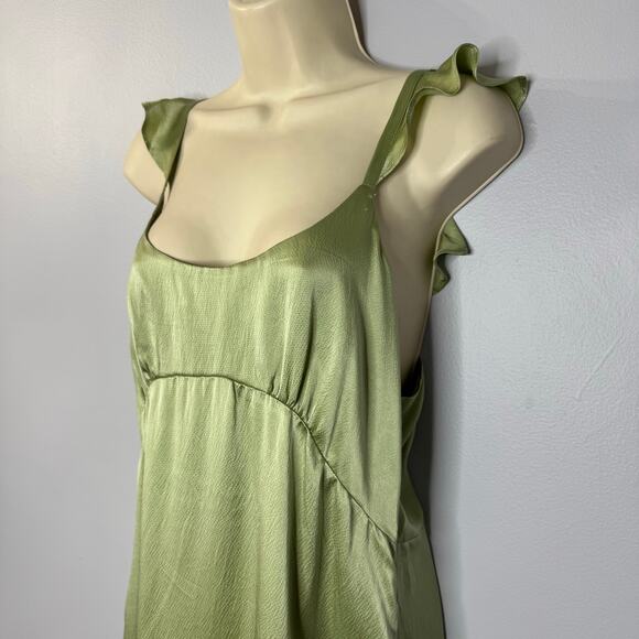 Roller Rabbit Quinn Sleeveless Silk Midi Slip Dress Sage Green Quiet Luxury L - Picture 5 of 15